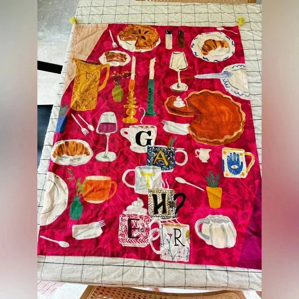 Anthropologie dish towel gather fall autumn thanksgiving tea kitchen home decor